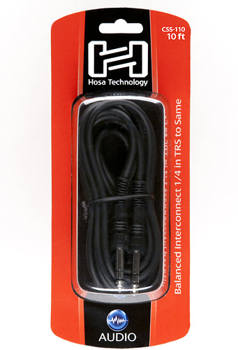 Hosa CSS-110 1/4 inch TRS Balanced Interconnect Cable, 10 feet