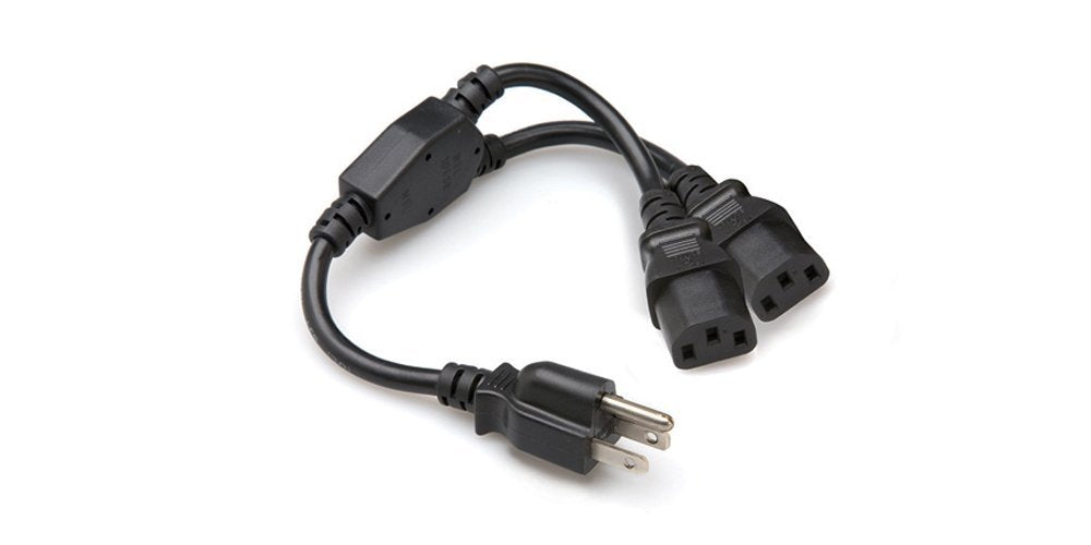 Hosa YIE-406 Dual IEC C13 to NEMA 5-15P Power Y Cable, 1.5 feet