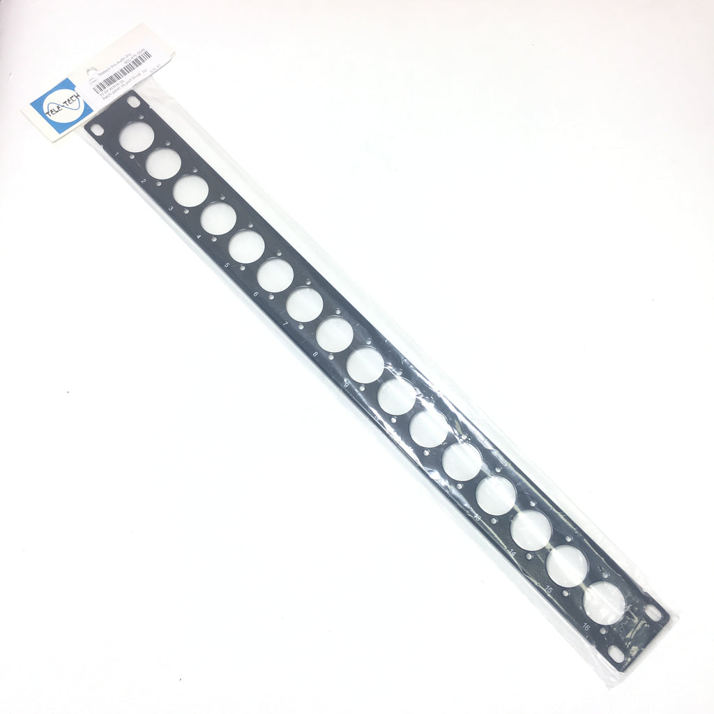 16-port D-cut patch panel, 19 inch rackmount 1U