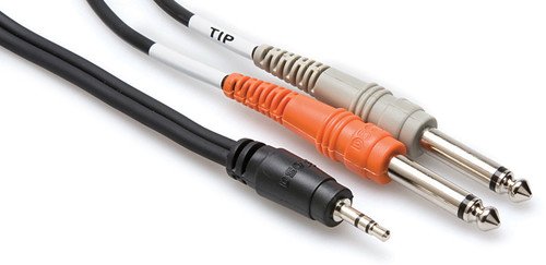 Hosa CMP-159 3.5 mm TRS to Dual 1/4 in TS Stereo Breakout Cable, 10 ft.