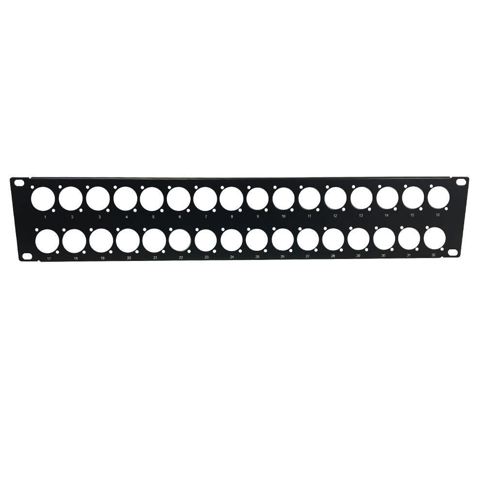 TTPA 32-port D-cut patch panel, 19 inch rackmount 2U - unloaded