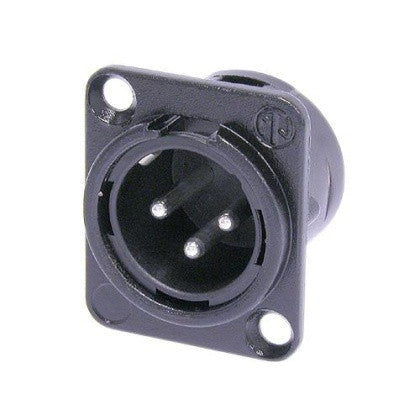 NC3MD-L-BAG-1 3 Pin Black Chassis XLRM -D Size with Silver Contacts