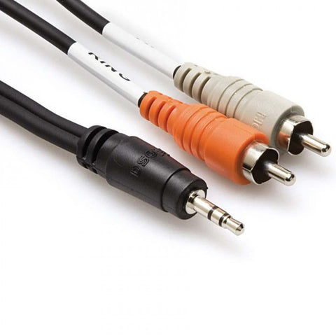 Hosa CMR-203 Stereo Mini (3.5mm) Male to 2 RCA Male Y-Cable - 3'