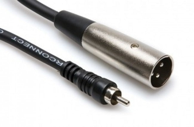 Hosa XRM103 RCA Male to 3-Pin XLR Male Metal Audio Cable, 3'