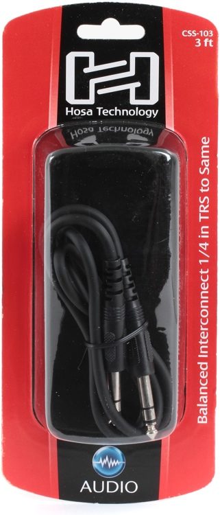 Hosa CSS-103 1/4 inch TRS to 1/4 inch TRS Balanced Interconnect Cable, 3 feet