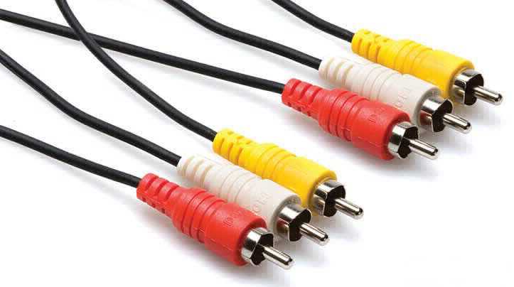 Hosa VRA302 6.6 ft Audio/Video Cable 3 RCA Male to 3 RCA Male YRW